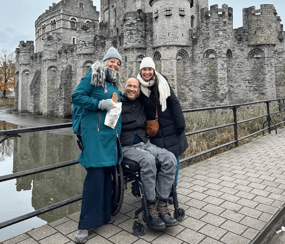 the three of us in Ghent, it's cold!