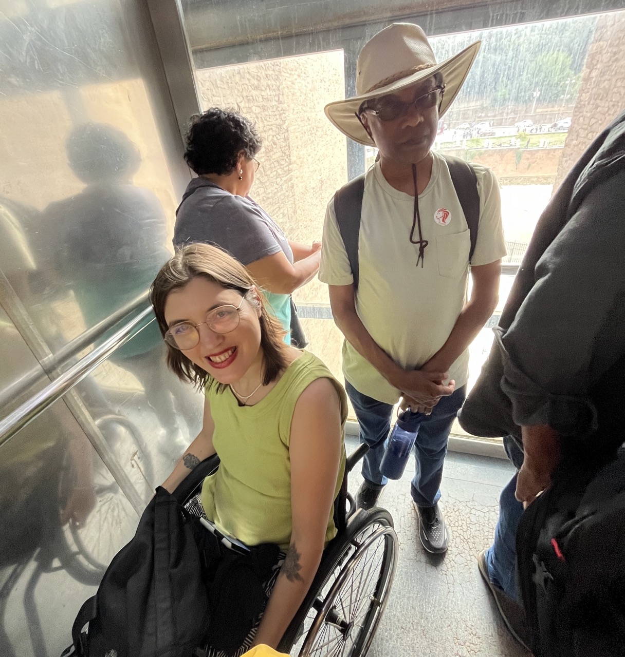 Inside the elevator!