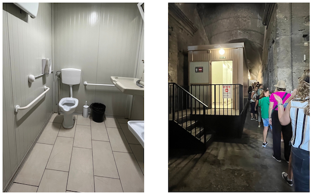 the disabled toilet inside and the ramp to access it
