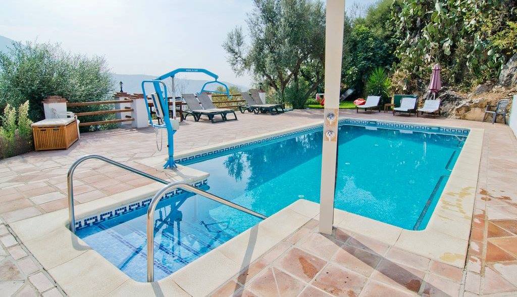 The heated pool with hoist